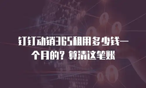 钉钉动销365租用多少钱一个月的？算清这笔账