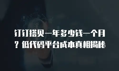 钉钉搭贝一年多少钱一个月？低代码平台成本真相揭秘