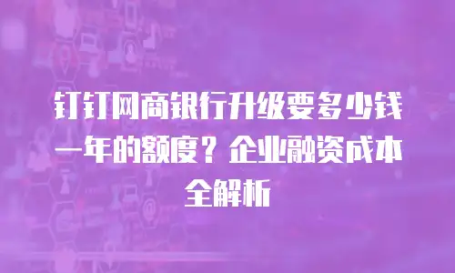 钉钉网商银行升级要多少钱一年的额度？企业融资成本全解析