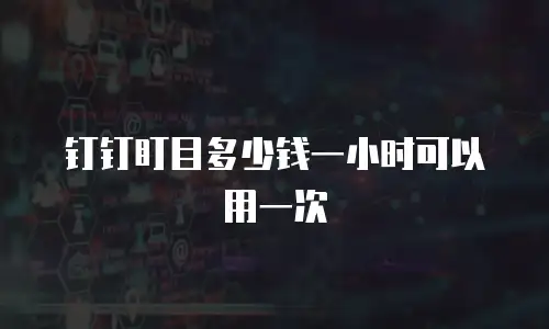 钉钉盯目多少钱一小时可以用一次