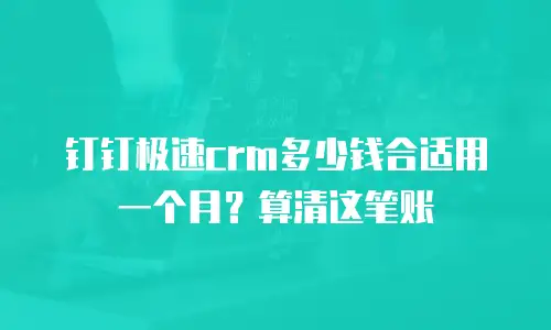 钉钉极速crm多少钱合适用一个月？算清这笔账