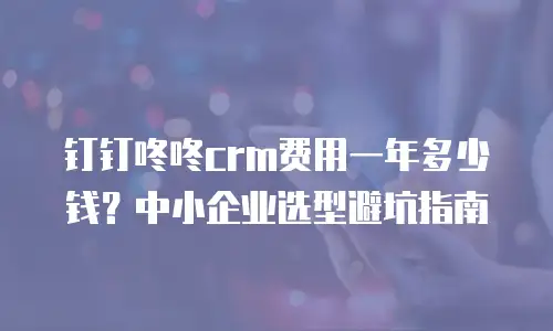 钉钉咚咚crm费用一年多少钱？中小企业选型避坑指南