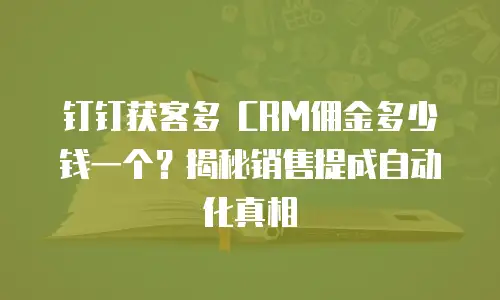 钉钉获客多 CRM佣金多少钱一个？揭秘销售提成自动化真相