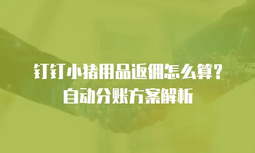 钉钉小猪用品返佣怎么算？自动分账方案解析
