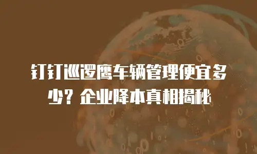 钉钉巡逻鹰车辆管理便宜多少？企业降本真相揭秘