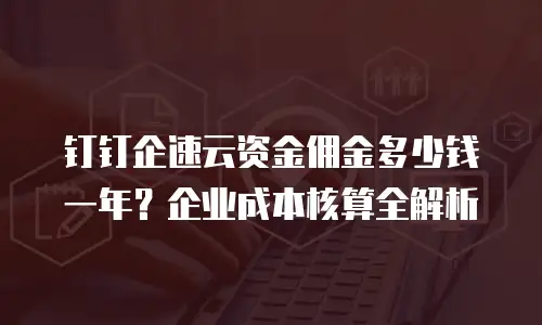 钉钉企速云资金佣金多少钱一年？企业成本核算全解析