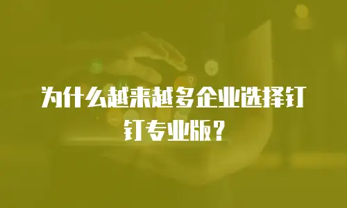 为什么越来越多企业选择钉钉专业版？