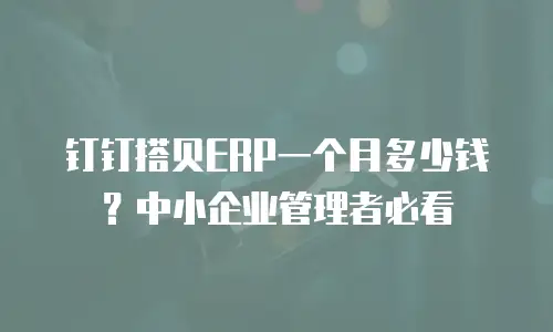 钉钉搭贝ERP一个月多少钱？中小企业管理者必看