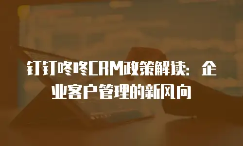 钉钉咚咚CRM政策解读：企业客户管理的新风向