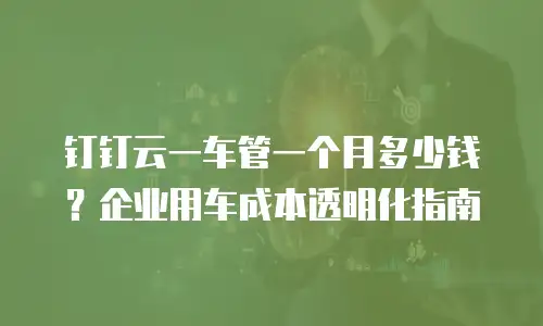 钉钉云一车管一个月多少钱？企业用车成本透明化指南