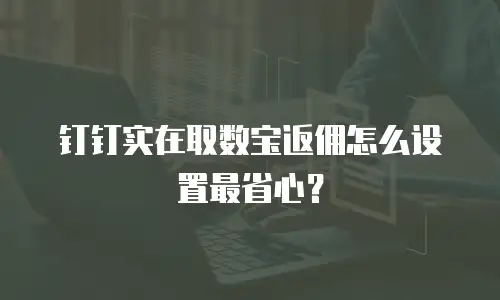 钉钉实在取数宝返佣怎么设置最省心？