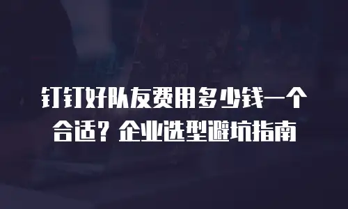 钉钉好队友费用多少钱一个合适？企业选型避坑指南