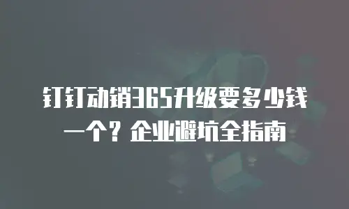 钉钉动销365升级要多少钱一个？企业避坑全指南