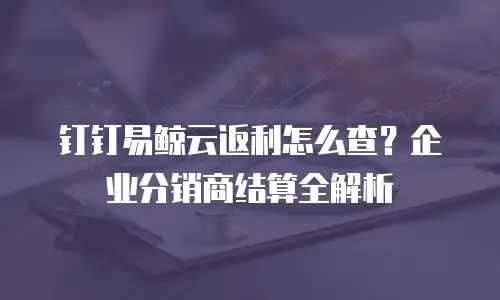 钉钉易鲸云返利怎么查？企业分销商结算全解析