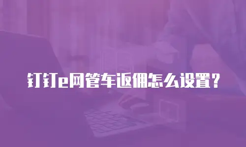 钉钉e网管车返佣怎么设置？