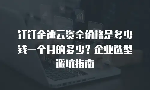 钉钉企速云资金价格是多少钱一个月的多少？企业选型避坑指南