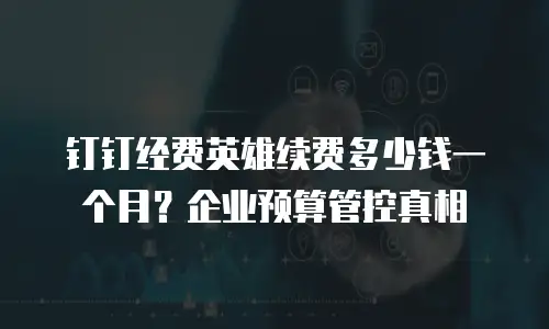 钉钉经费英雄续费多少钱一个月？企业预算管控真相