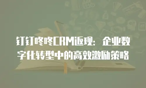 钉钉咚咚CRM返现：企业数字化转型中的高效激励策略