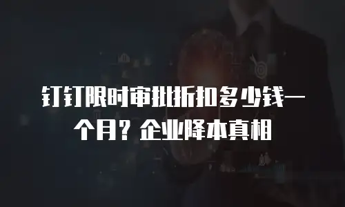 钉钉限时审批折扣多少钱一个月？企业降本真相