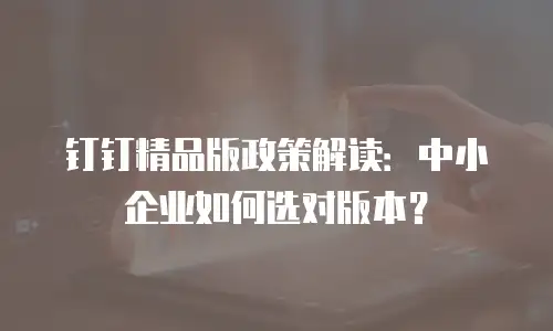 钉钉精品版政策解读：中小企业如何选对版本？
