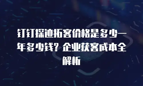 钉钉探迹拓客价格是多少一年多少钱？企业获客成本全解析