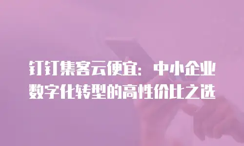 钉钉集客云便宜：中小企业数字化转型的高性价比之选