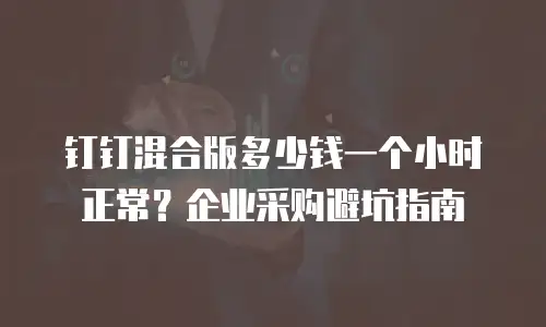 钉钉混合版多少钱一个小时正常？企业采购避坑指南