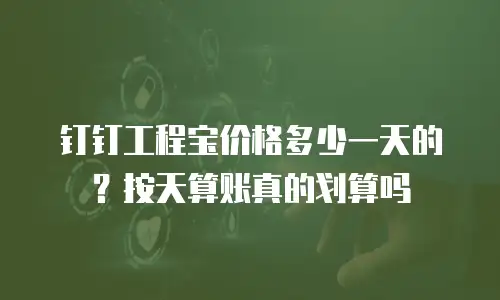 钉钉工程宝价格多少一天的？按天算账真的划算吗