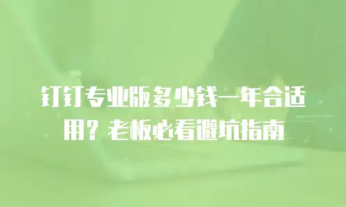 钉钉专业版多少钱一年合适用？老板必看避坑指南