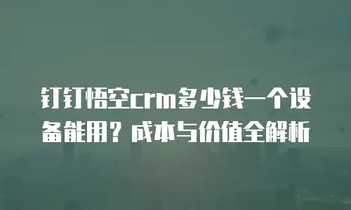 钉钉悟空crm多少钱一个设备能用？成本与价值全解析