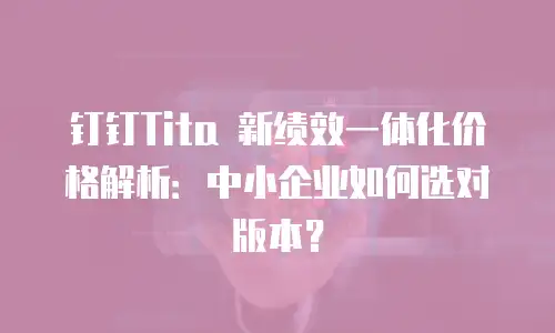 钉钉Tita 新绩效一体化价格解析：中小企业如何选对版本？