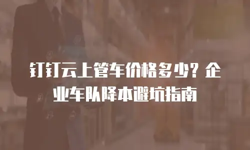 钉钉云上管车价格多少？企业车队降本避坑指南