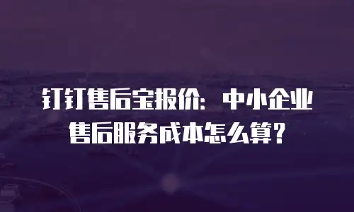 钉钉售后宝报价：中小企业售后服务成本怎么算？