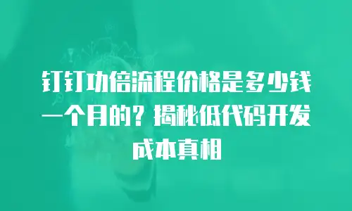 钉钉功倍流程价格是多少钱一个月的？揭秘低代码开发成本真相