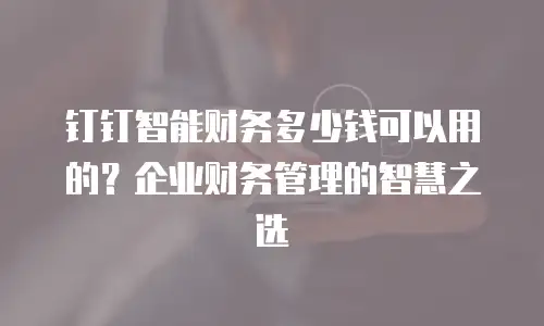 钉钉智能财务多少钱可以用的？企业财务管理的智慧之选