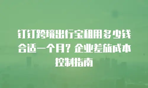 钉钉跨境出行宝租用多少钱合适一个月？企业差旅成本控制指南