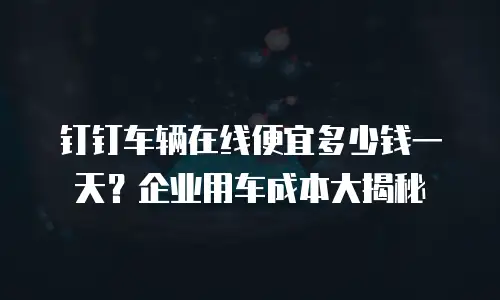 钉钉车辆在线便宜多少钱一天？企业用车成本大揭秘