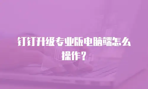 钉钉升级专业版电脑端怎么操作？
