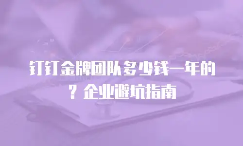钉钉金牌团队多少钱一年的？企业避坑指南
