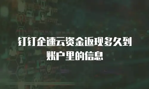 钉钉企速云资金返现多久到账户里的信息
