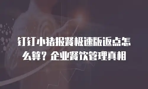 钉钉小猪报餐极速版返点怎么算？企业餐饮管理真相