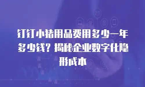 钉钉小猪用品费用多少一年多少钱？揭秘企业数字化隐形成本