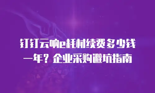 钉钉云呐e耗材续费多少钱一年？企业采购避坑指南