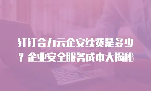 钉钉合力云企安续费是多少？企业安全服务成本大揭秘