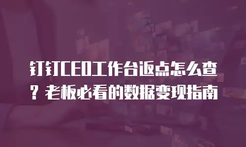 钉钉CEO工作台返点怎么查？老板必看的数据变现指南
