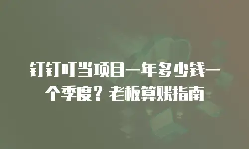 钉钉叮当项目一年多少钱一个季度？老板算账指南