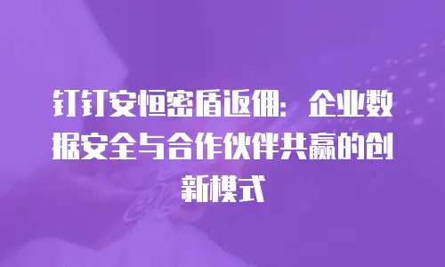 钉钉安恒密盾返佣：企业数据安全与合作伙伴共赢的创新模式