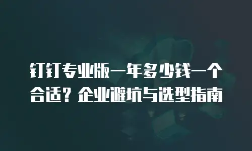 钉钉专业版一年多少钱一个合适？企业避坑与选型指南