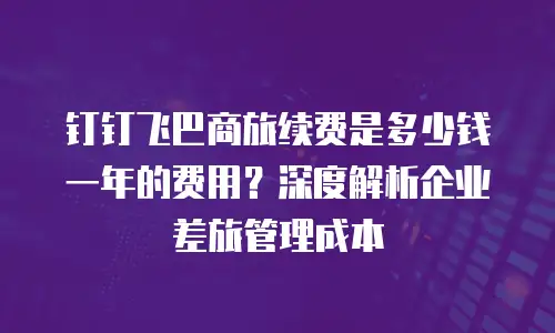 钉钉飞巴商旅续费是多少钱一年的费用？深度解析企业差旅管理成本