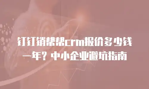 钉钉销帮帮crm报价多少钱一年？中小企业避坑指南